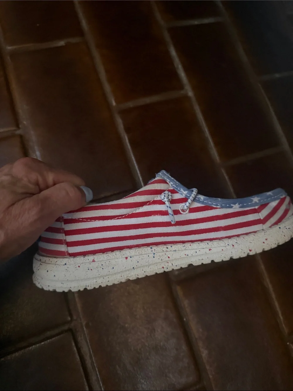 Hey Dude Kids Americana Star-Print Slip-Ons in Blue and Red